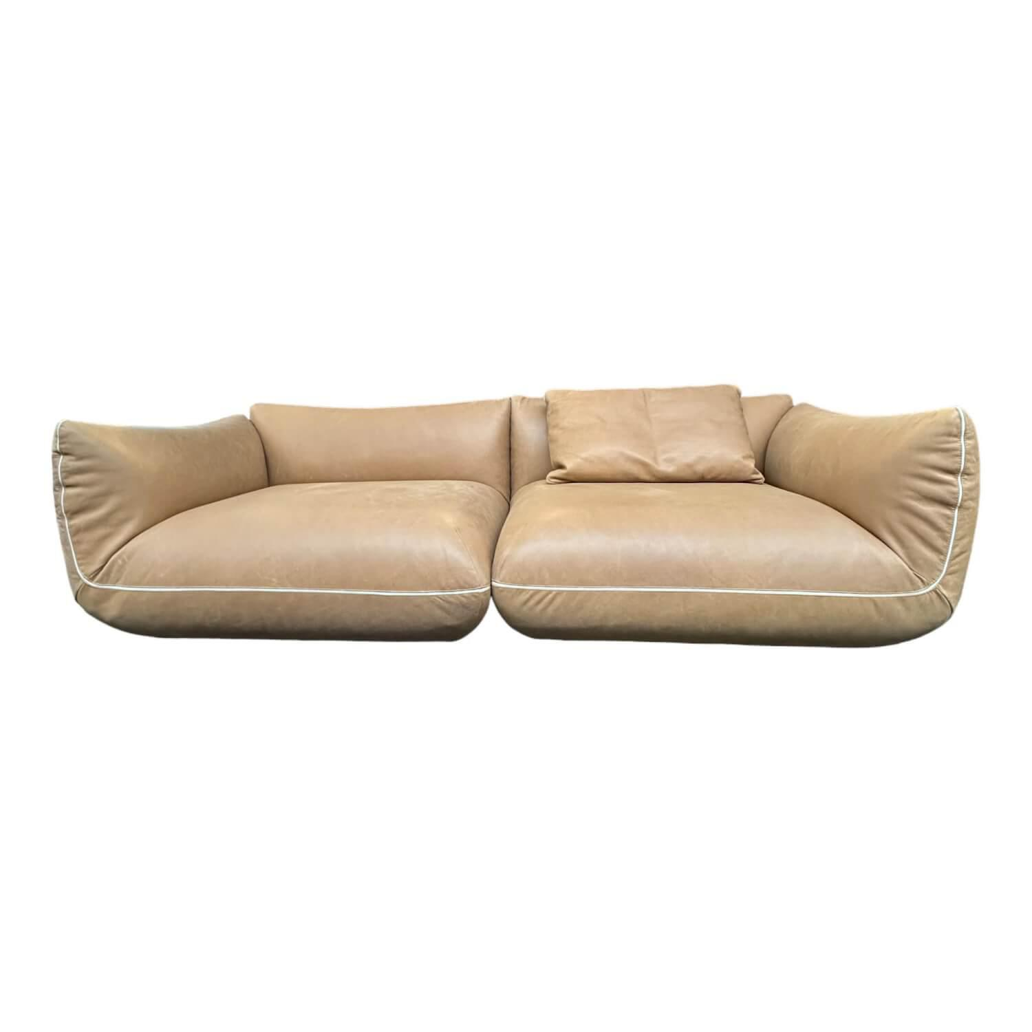 COR - Sofa Jalis 21 Bezug Leder Puro 490 Camel Braun Rahmengestell Buche Massiv Mit Filzgleitern Inklusive Rückenkissen - 1