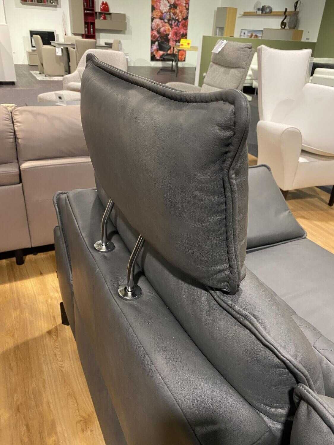 Musterring - Ecksofa MR 270 Leder 60 Cloudy Schiefer Grau mit Kopfstütze und 5 Kissen - 12