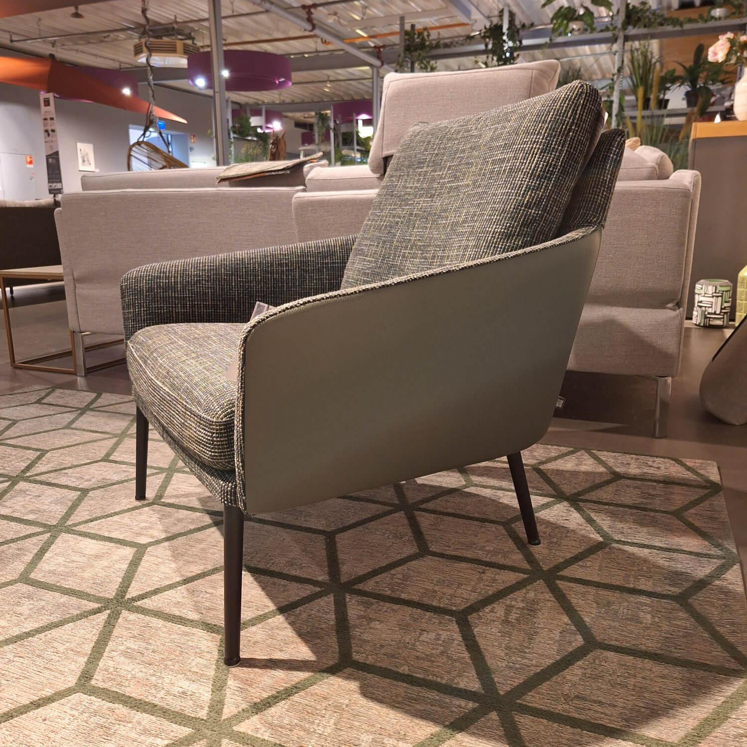 Rolf Benz - Armchair Jon Cover Inside Seat 20 402 Reed green Green Back Leather 34 517 Green gray Single base Steel Traffic black - 5