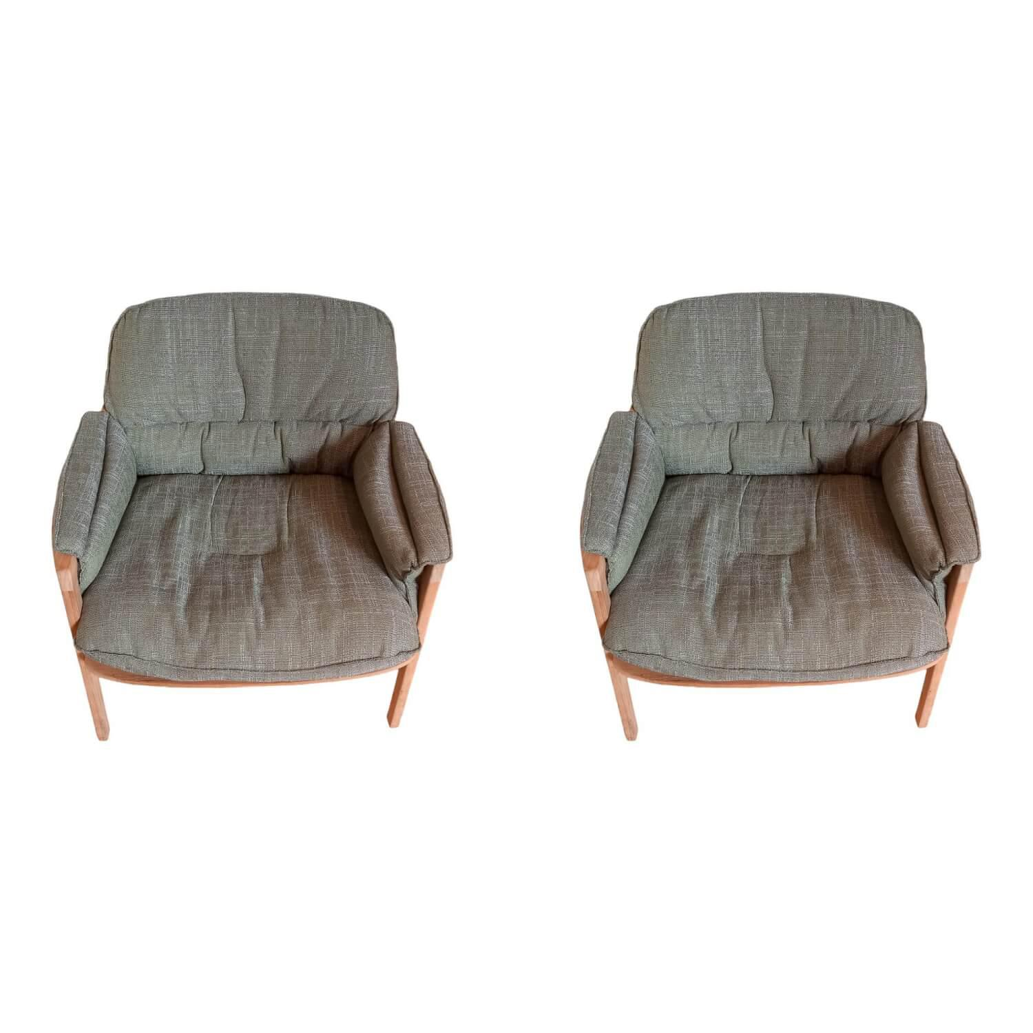 2er-Set Nomad Lounge Chair Stoff Tagika Moss B189 Grün Gestell Massivholz Teak