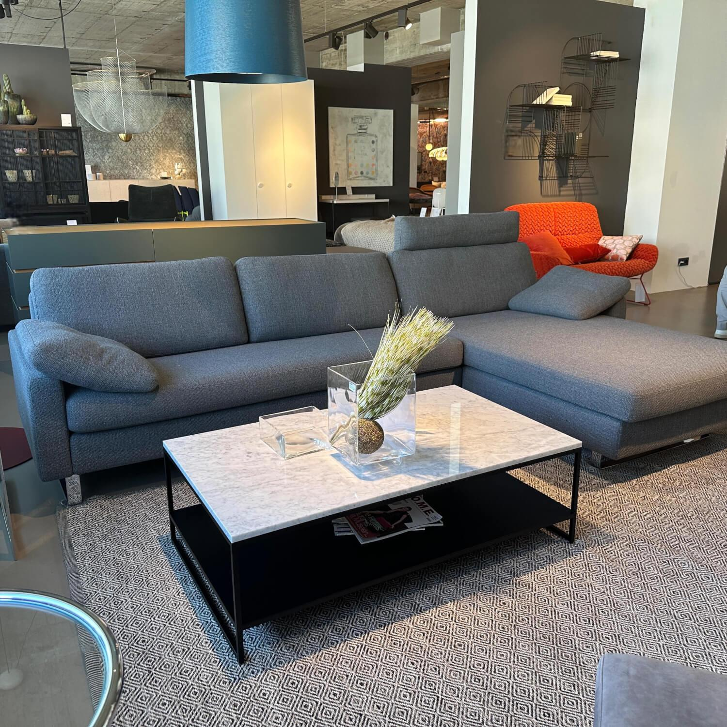COR - Ecksofa Conseta Stoff 5016 Mittelgrau Grau Gestell Metall Verchromt Inklusive Armkissen - 3