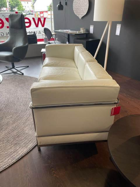 Cassina - Sofa LC2 3-Sitzig Leder LCX Weiß Gestell Verchromt - 2