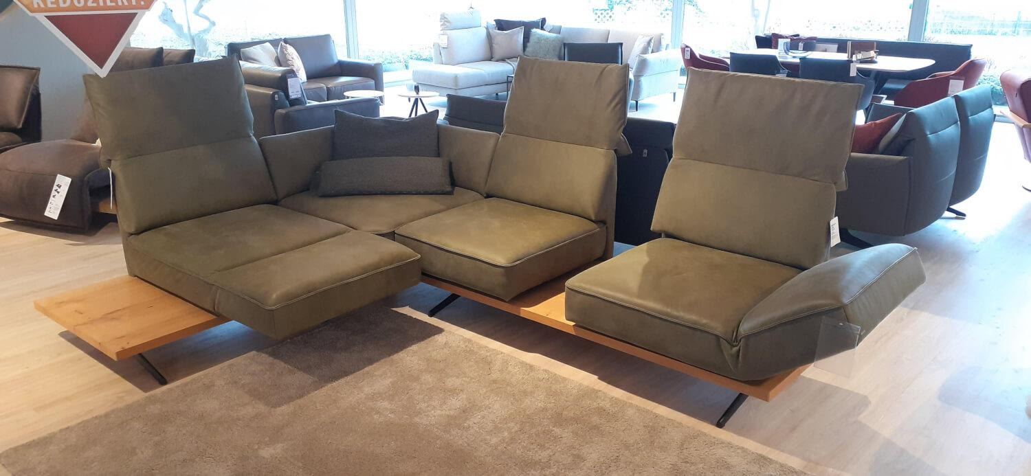 Koinor - Ecksofa Phoenix Leder A Verde Grün Füße Schwarz mit Drehfunktion - 9