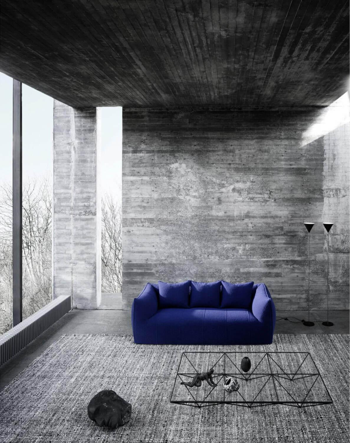 B&B Italia - Sofa Le Bambole Granbambola Stoff Bouclè Sila Taubengrau Gestell Polyethylen Inklusive Rückenkissen - 4