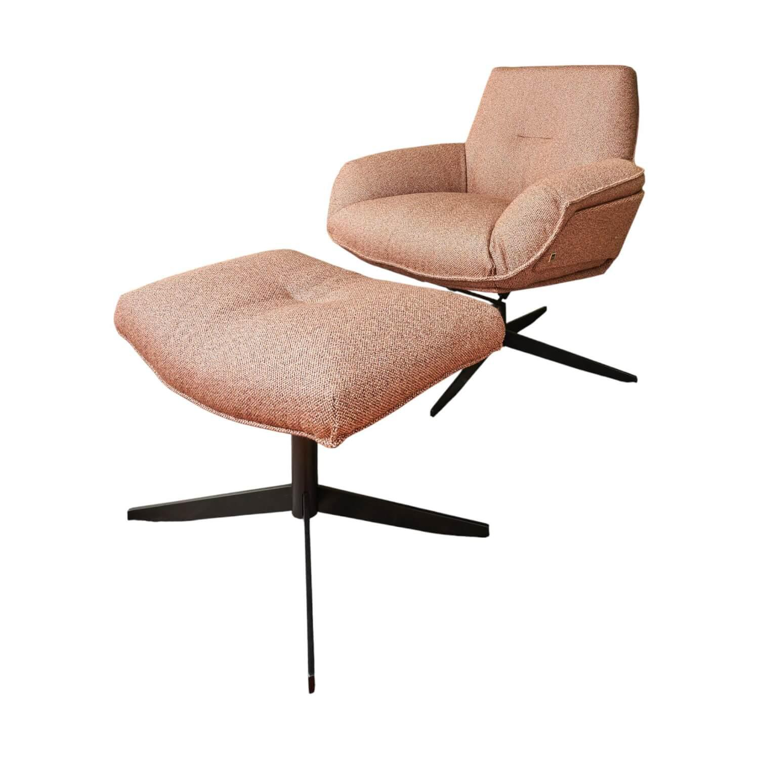 Sessel Daron Niedrig Stoff Bonsai Reboot CH 2955 068 Braun Rot Kreuzfuß Schwarz Matt Mit Hocker