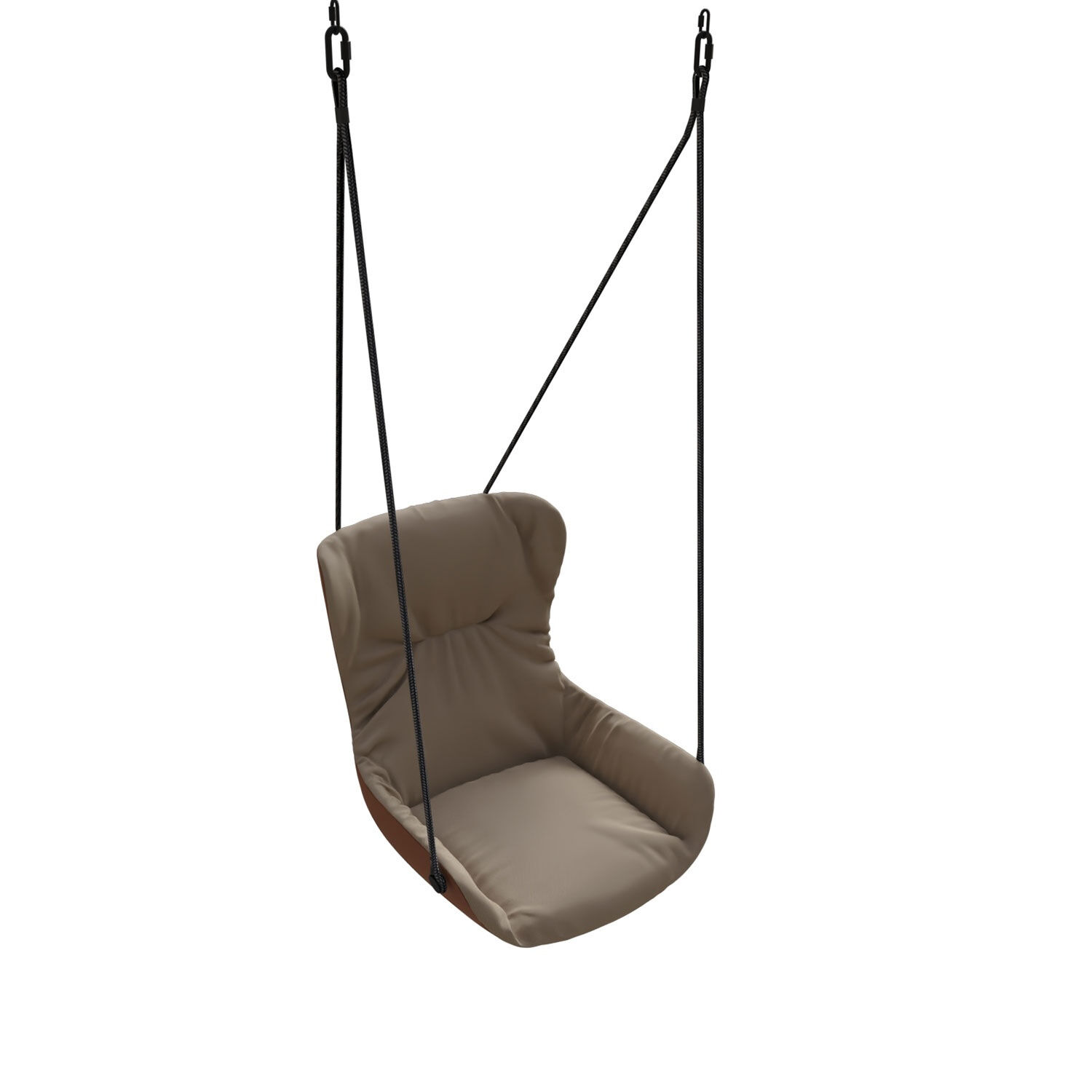 Freifrau - Hängesessel Leya Wingback Swingseat Innen Stoff Novum Cocos Beige Außen Leder Opium Cognac Braun - 9