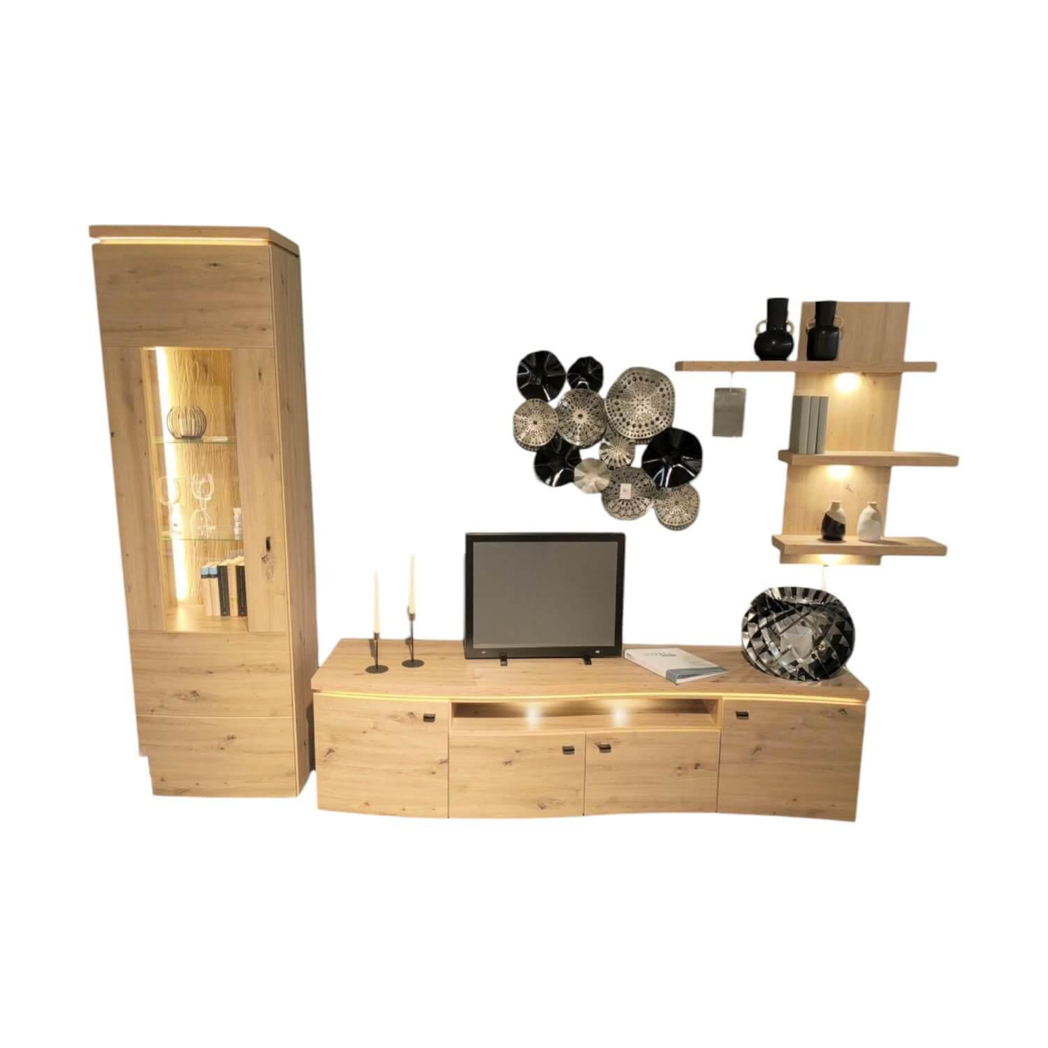 Ideal Möbel - Wohnkombination Holz Inklusive Beleuchtung - 1