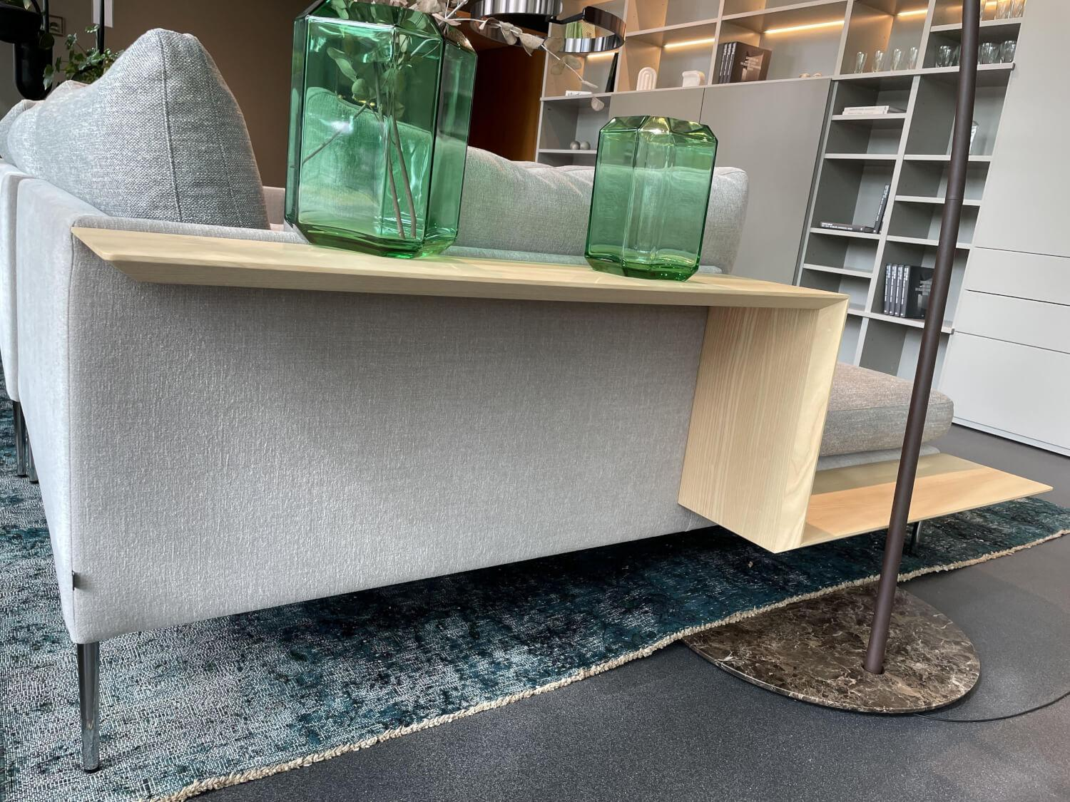 COR - Ecksofa Pilotis Stoff Stoff 8158 Ecru 8151 Taubenblau aus Liegen- und Schrägelement - 7