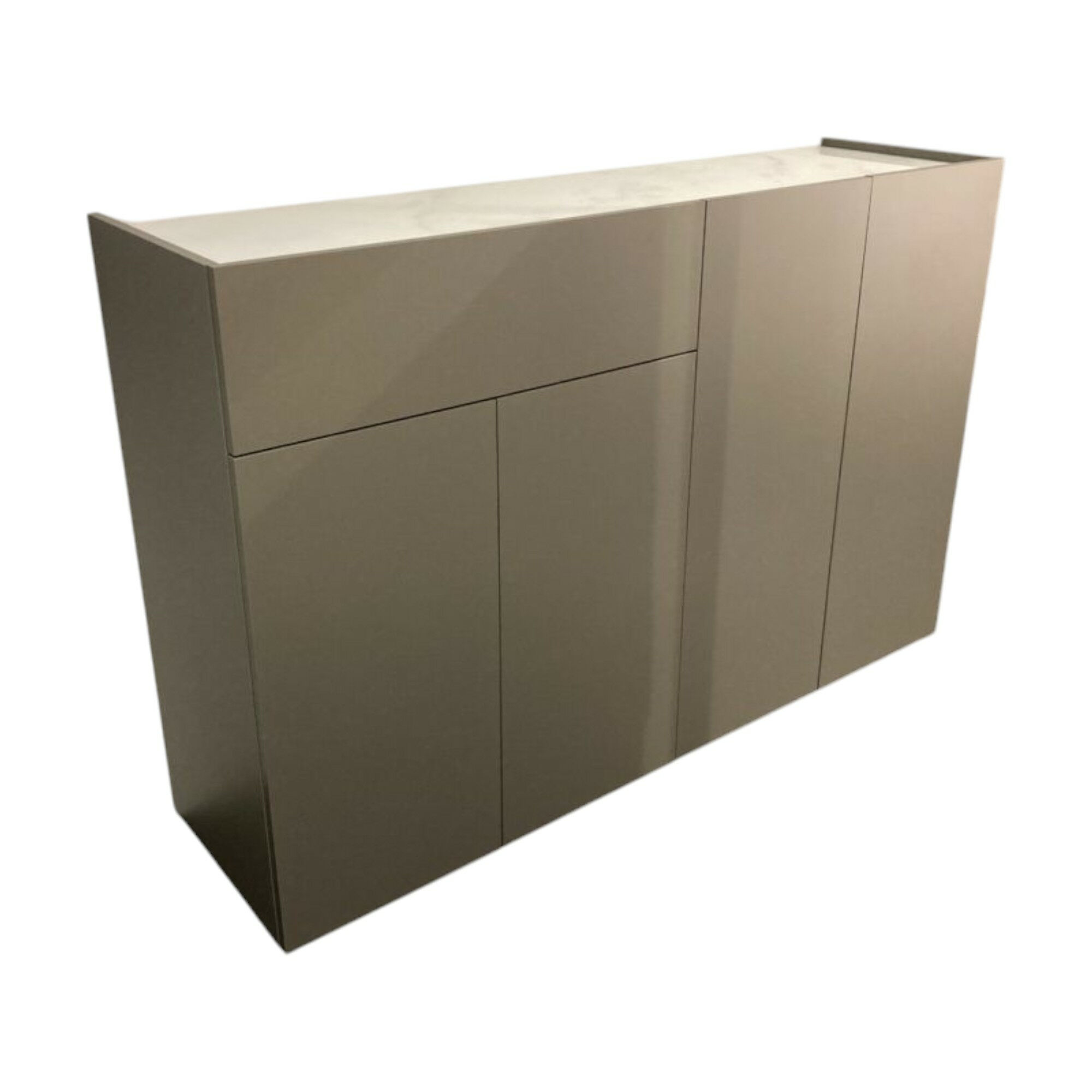 Spectral Smart Furniture - Sideboard Just Charlie Lack Granit Grau Ablage Designglas Marmor White Weiß - 1