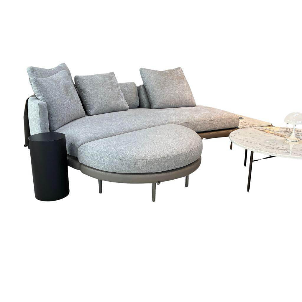 Minotti - Sofa Torii Low Schräges Sofa Stoff Dry Agento Braun-Grau Abgewinkelt Mit Ablage aus Marmor Stoff Braun-Grau Leder Grün-Braun - 1