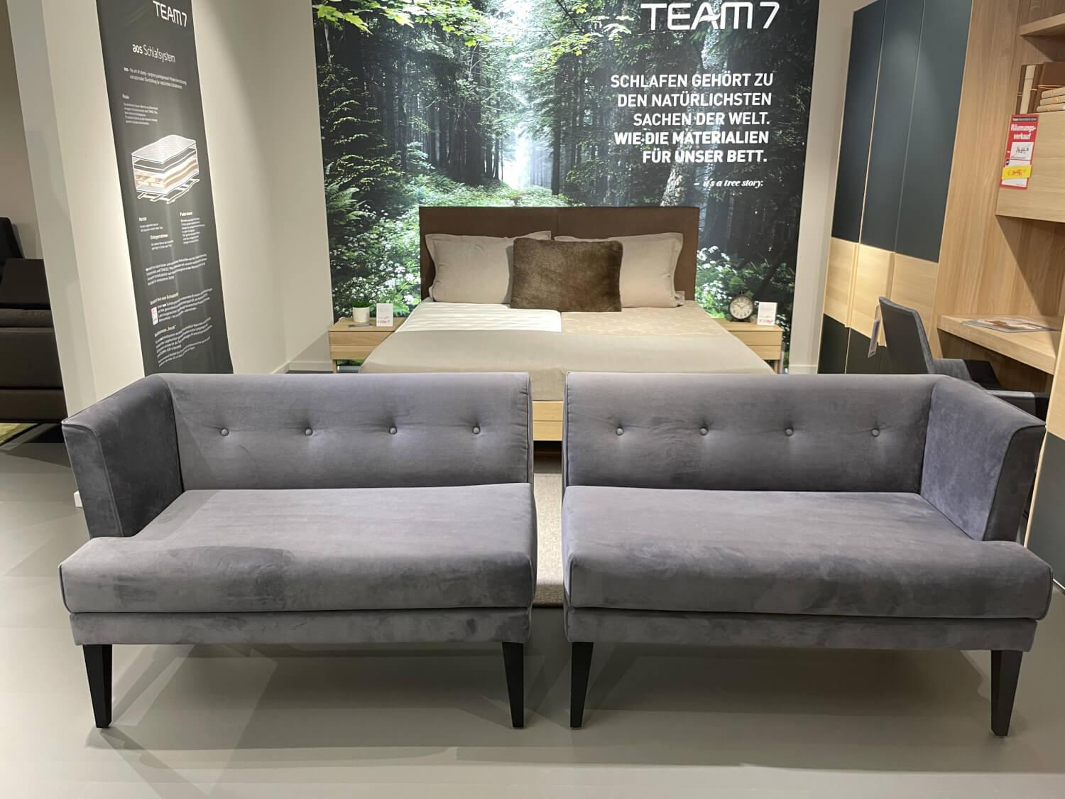 Signet - 2er Set Bank Smilla Stoff Milan Anthrazit Holzfuß Schwarz - 6