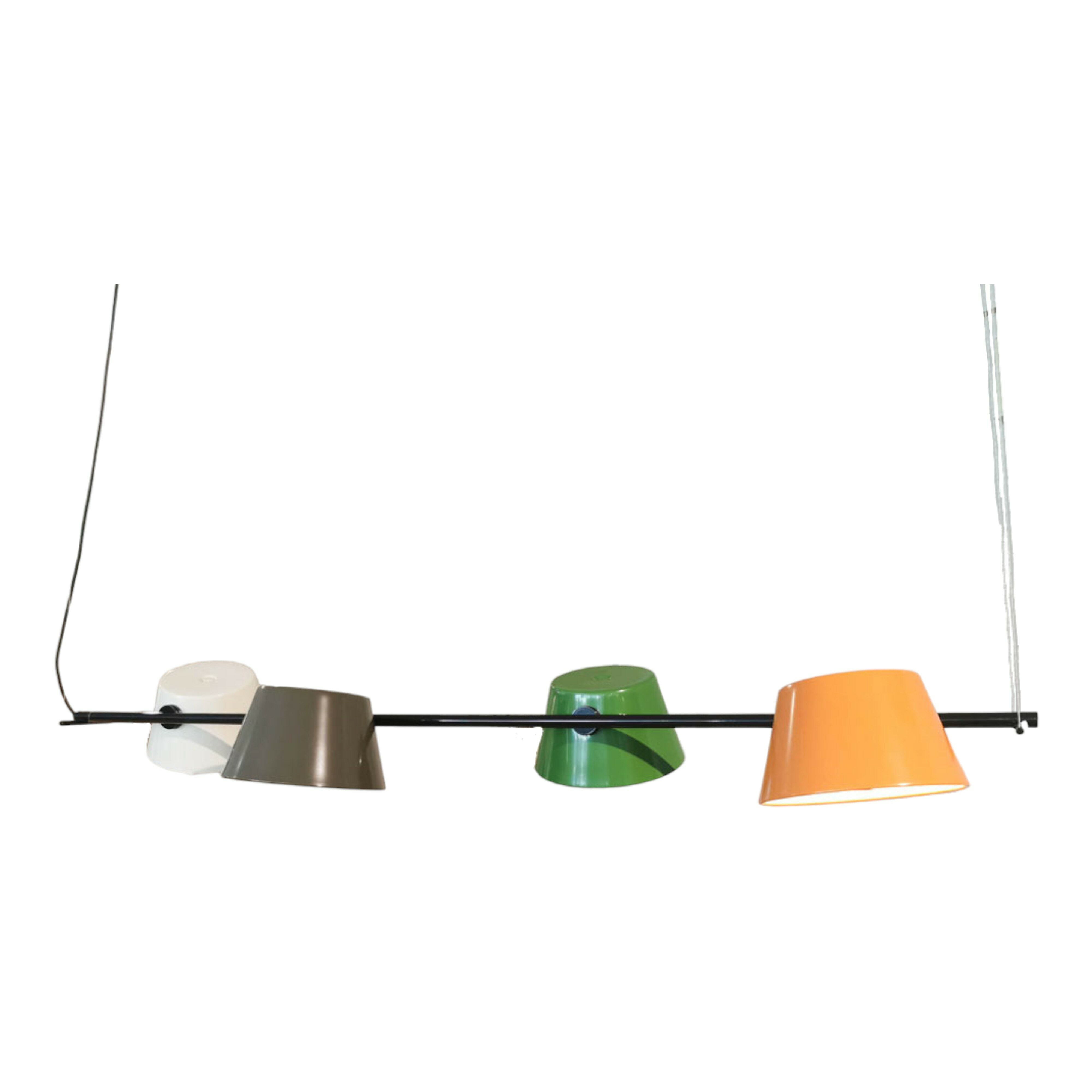 Marset - Pendelleuchte Tam Tam 4-Schirme Aluminium In Orange Green Grün Sand Braun Oyster Weiß Drehbar Ohne Leuchtmittel - 1