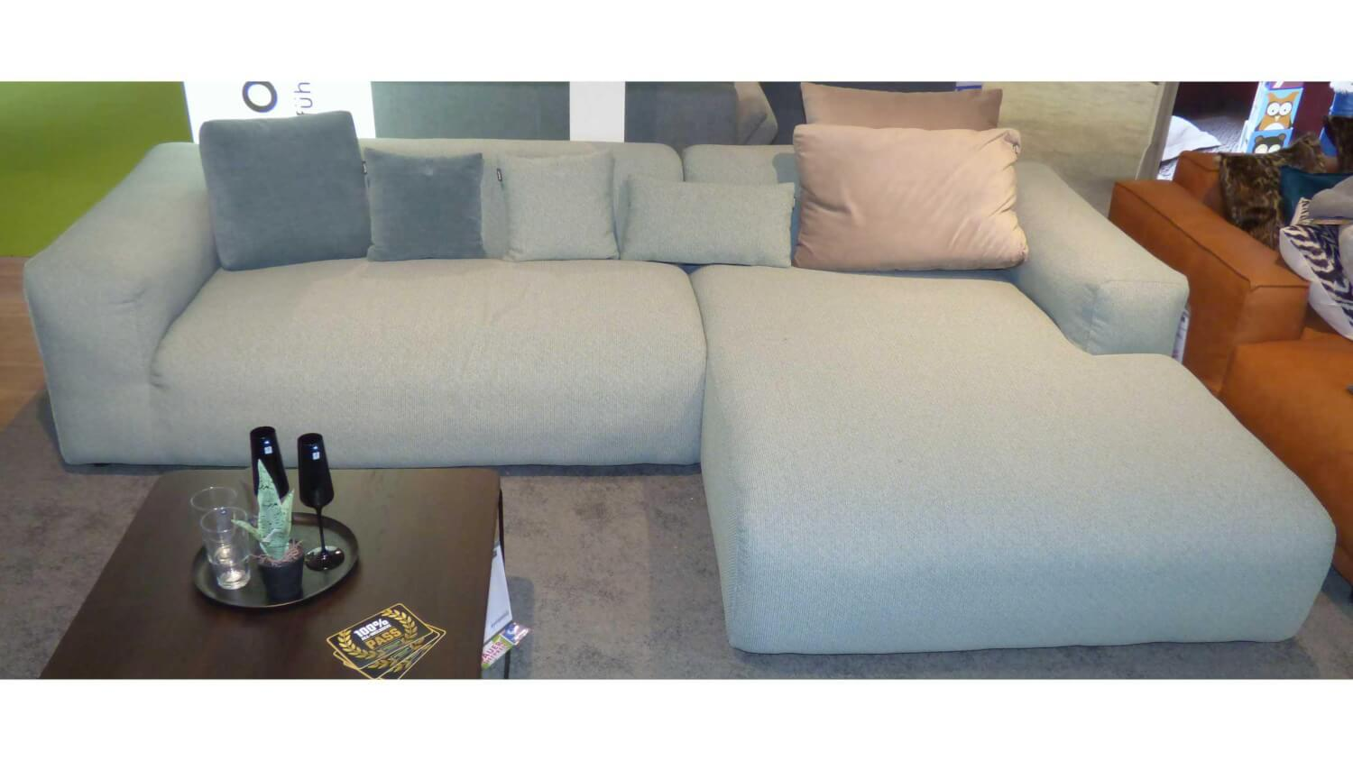 freistil Rolf Benz - Ecksofa 187 Stoff 4071 Hell Pastelltürkis Blau Grün Füße Kunststoff Inklusive Kissen - 2