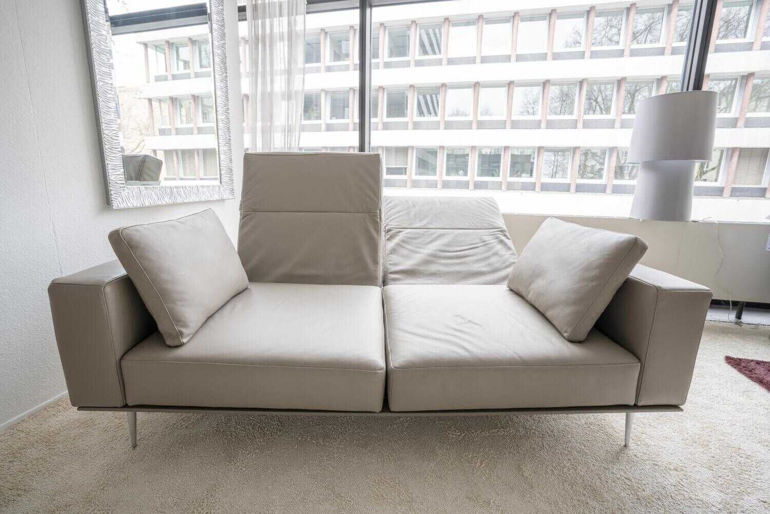 Franz Fertig - Schlafsofa Milan in Leder Grau braun - 4