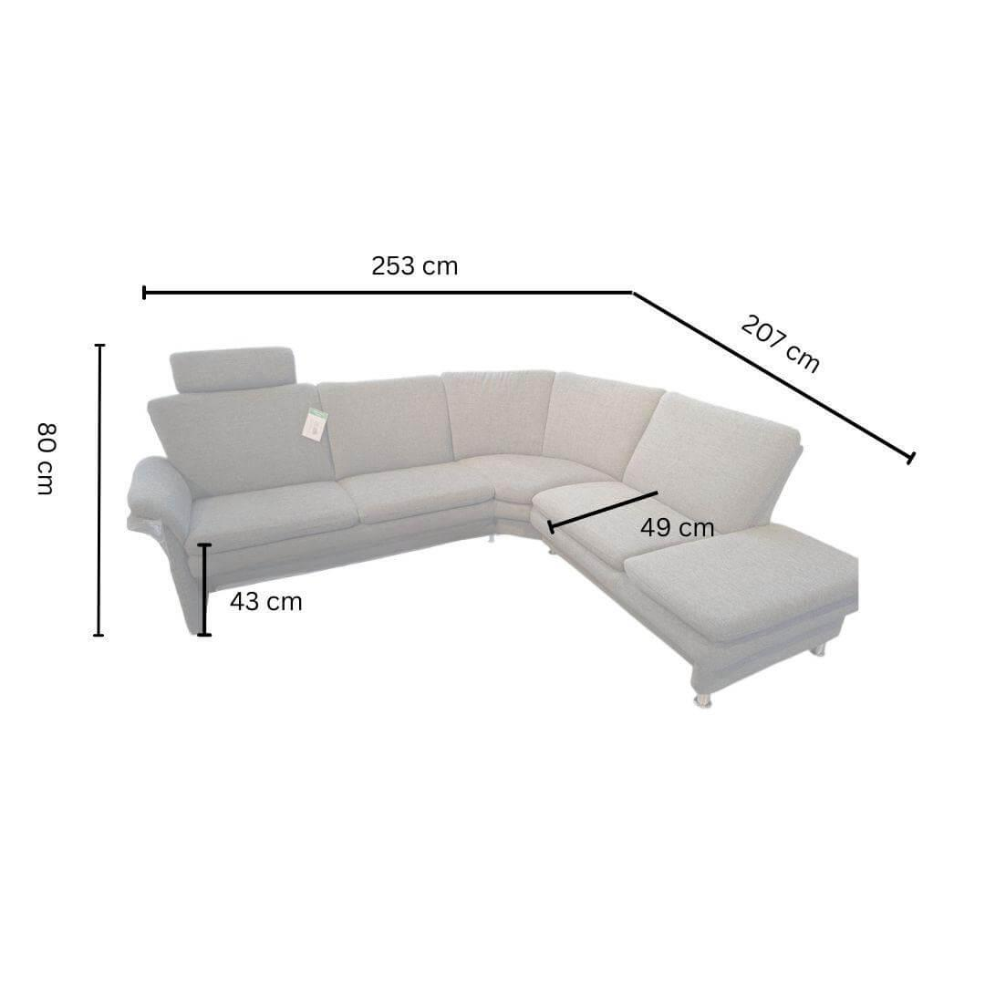 Arco - Ecksofa Chronos Stoff Medusa Rauchblau Grau Blau Metallfuß M01 Poliert Armlehne Klappbar Inklusive Kopfstütze - 5