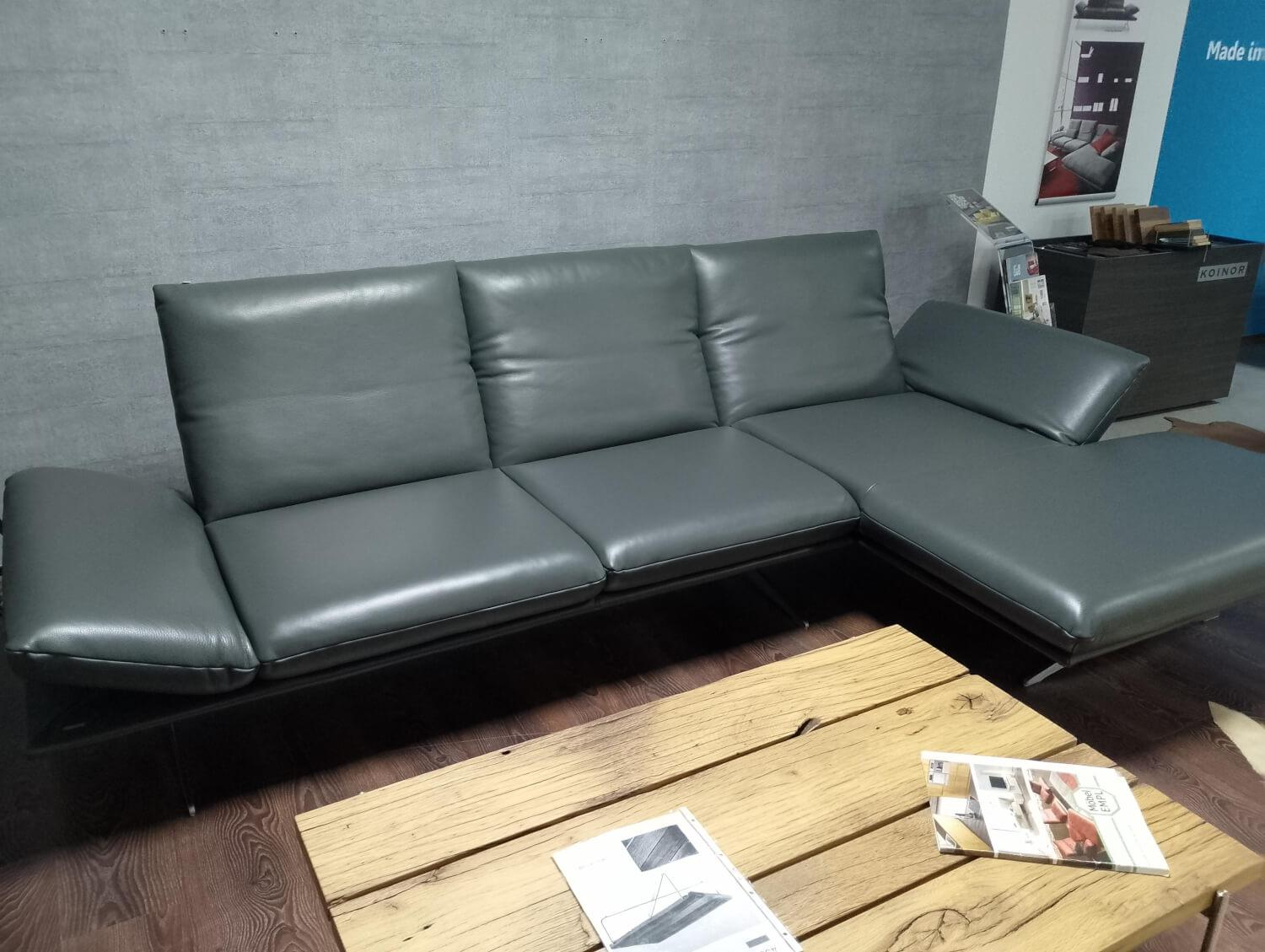 Koinor - Ecksofa Francis Leder C Classic Pepper Grau Metallkufe Nickel - 5