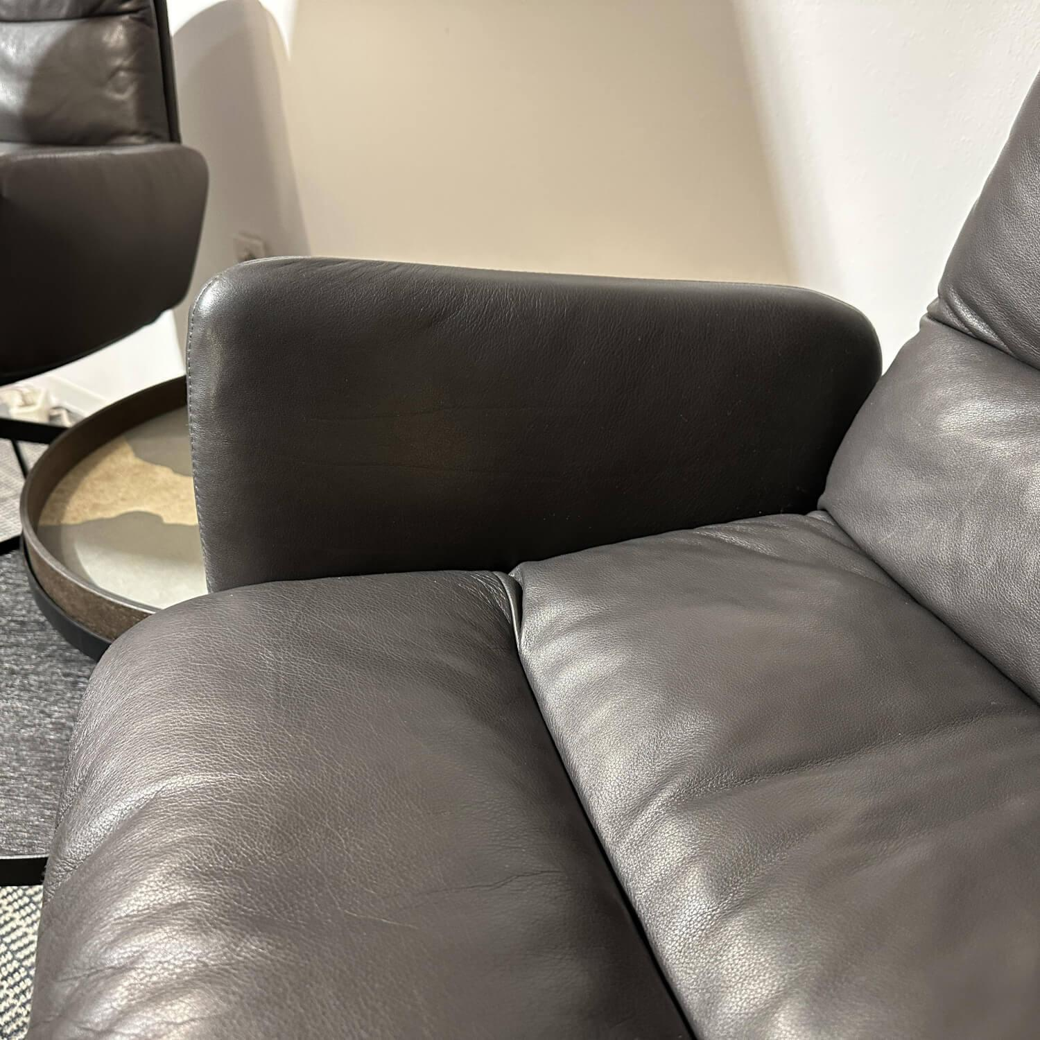 KFF - 2er Set Drehstuhl Arva Leder Sauvage Anthrazit 8102 Gestell Moodblack M01 Schwarz - 2