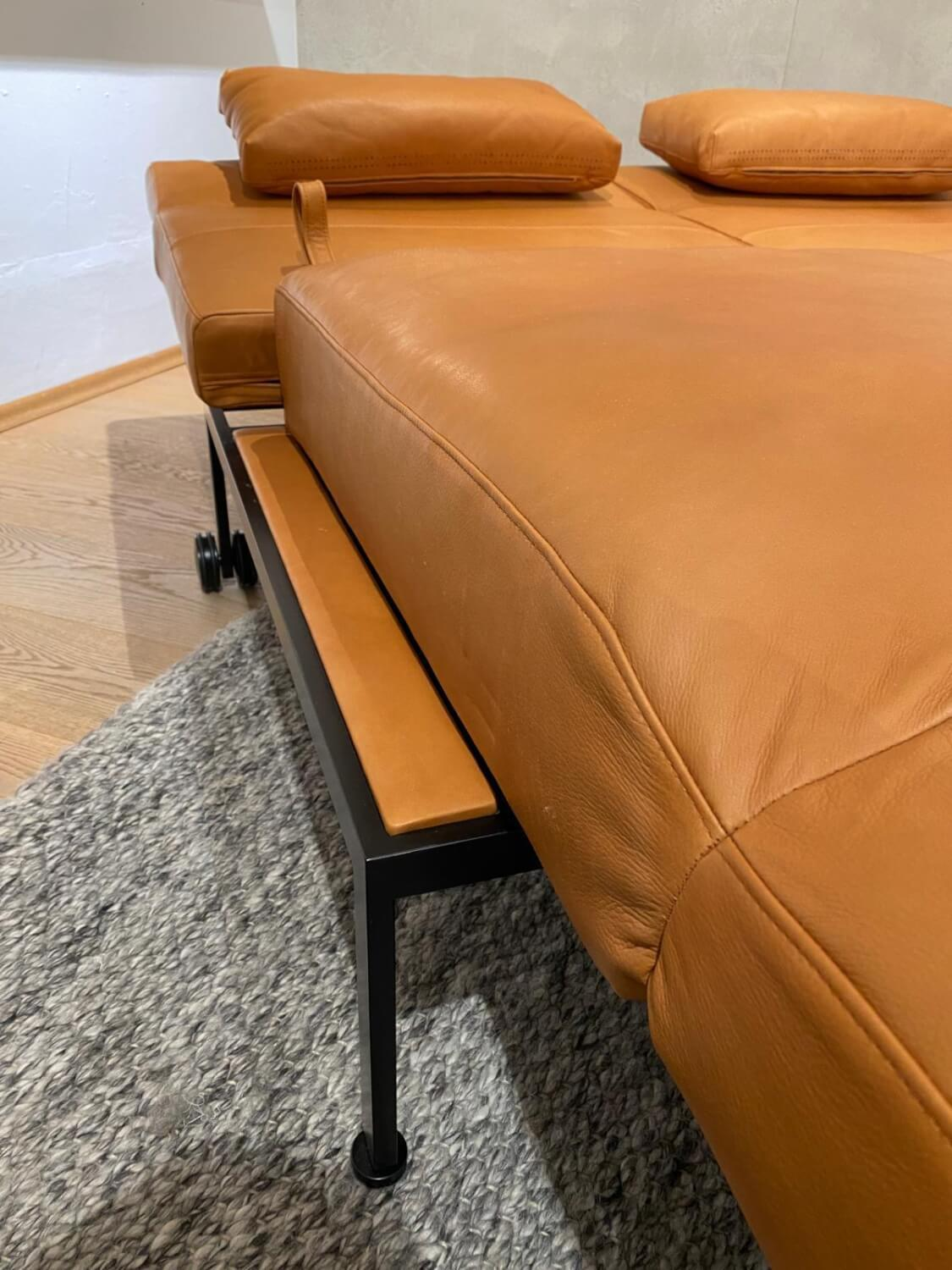 Brühl - Sofa Zweisitzer Roro Soft Medium Leder 570 Pearl Cognac Braun Gestell Schwarz - 4