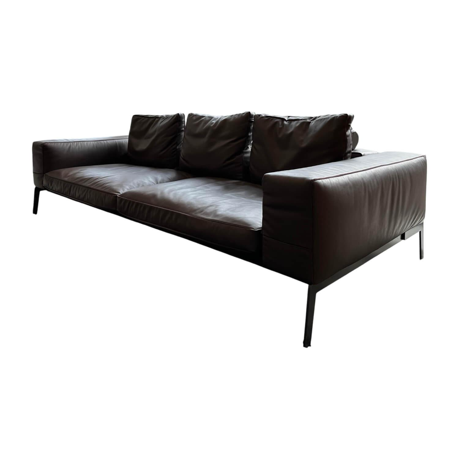 Sofa Lifesteel 14C04 Leder Pelle Deluxe 619 Braun Füße Metall Brüniert Inklusive Kissen Flexform - Sofa Lifesteel 14C04 Leder Pelle Deluxe 619 Braun Füße Metall Brüniert Inklusive Kissen - 1
