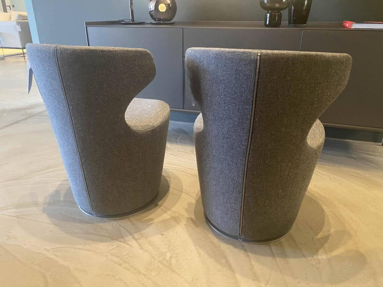 B&B Italia - 2er Set Sessel Mini Papilio Stoff Extra Edit 2812153 Anthrazit Gestell Grau Lackiert Drehbar - 2