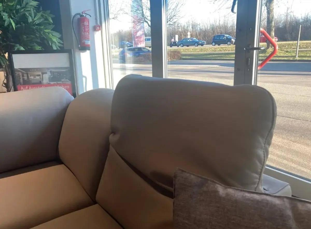 Activineo - Ecksofa Brandy Leder WM Safari Beige Kufen Metall Chrom Gebürstet Mit Elektrischem Sitzauszug - 4