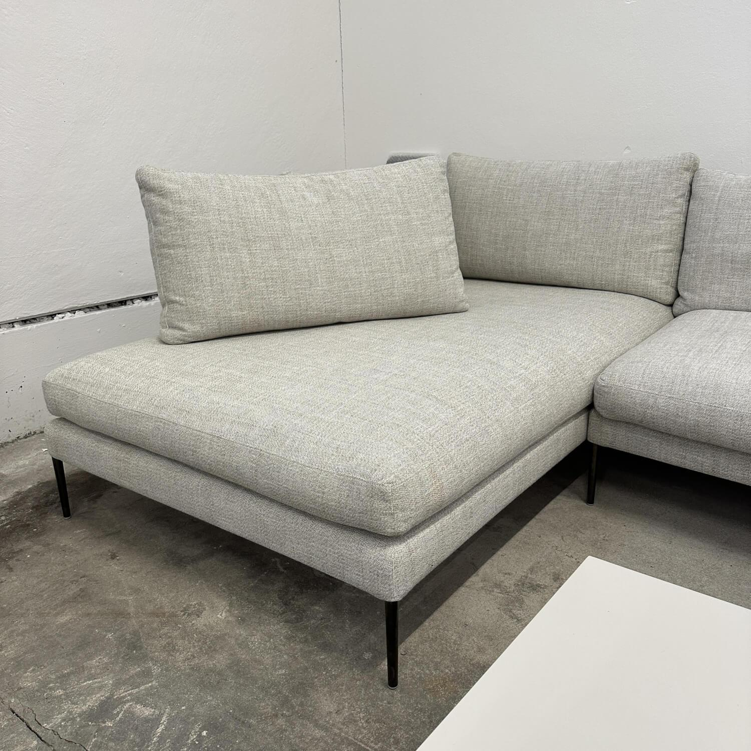 COR - Ecksofa Pilotis Stoff 9210 Sandgrau Grau Füße Schwarzchrom Inklusive Kissen Ohne Couchtisch - 6