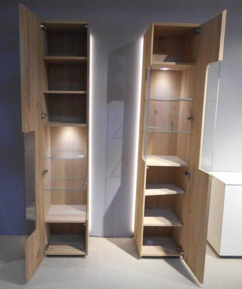 Venjakob - Wohnkombi Cosmo Eiche Rustico Lack Mattweiß Sideboard mit 2 Vitrinen - 6