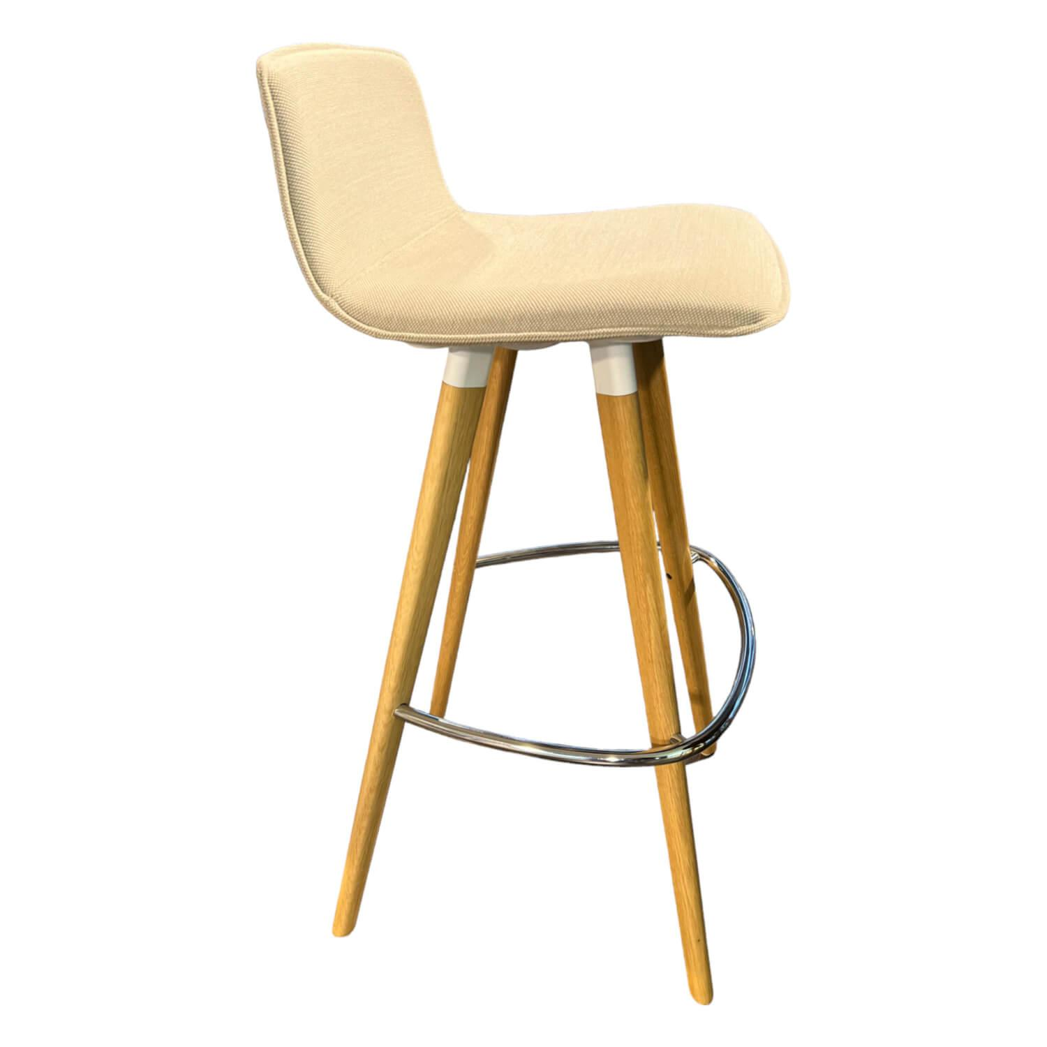 Eigene Herstellung - Barhocker Uni Verso Sitzschale Voll Umpolstert PUxx 21 7136 Beige Fuß Buche Natur Braun - 1