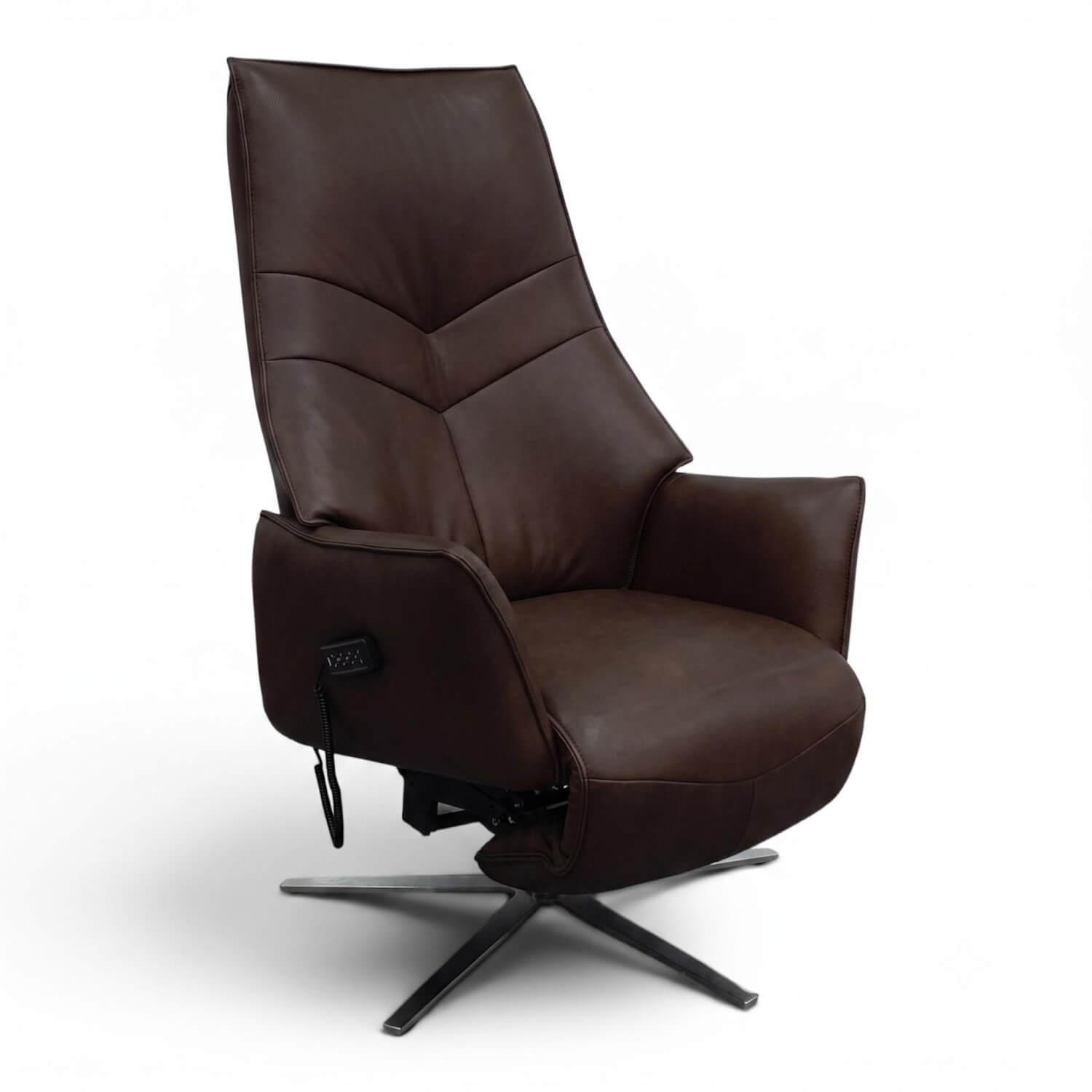 himolla - Sessel 7911 S Lounger L Leder 27 Eleganza Forest Braun Sternfuß Edelstahl Mit Motorischer Verstellung - 7