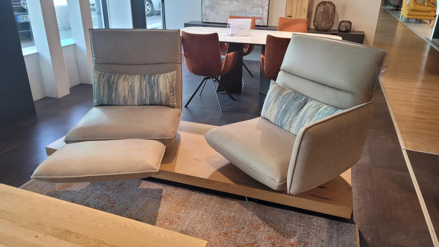 Koinor - Sofa Experio Leder A India Jade Beige Plateau Echtholzfurnier Balkeneiche Mit Funktion Inklusive Nierenkissen - 7