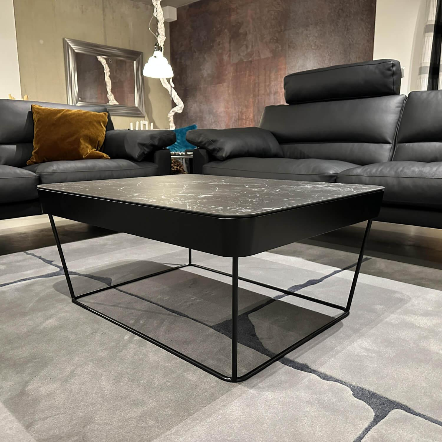 Bacher - Couchtisch Prego Platte Keramik Matt Rock Schwarz Silber Korpus Lack Matt Tiefschwarz Gestell Schwarz Tiefmatt Pulverbeschichtet - 3