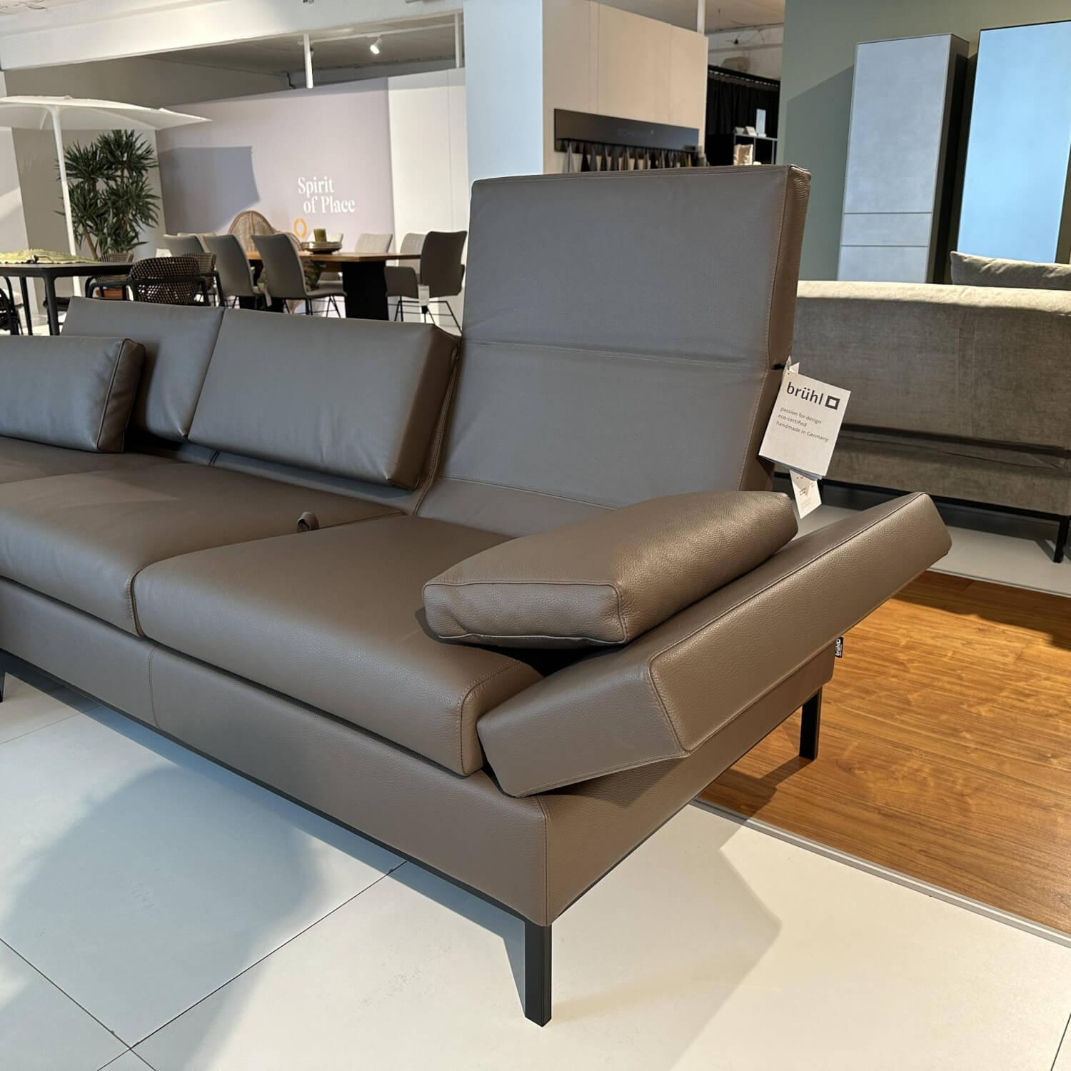 Brühl - Ecksofa Tomo Compact Leder Unit 5432 29 Braun Gestell Metall Schwarz Pulverbeschichtet Mit Verstellbarer Lehne - 9