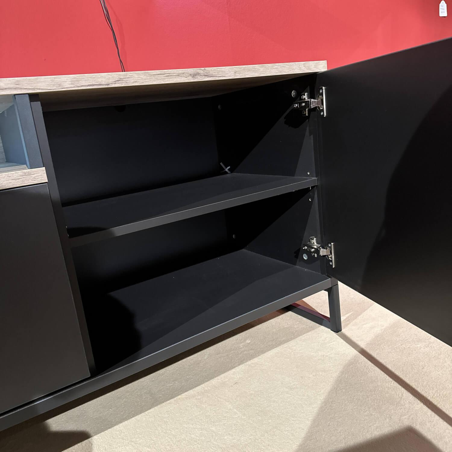 Ideal Möbel - Wohnwand Mountain VME Exclusiv Front Cosmos Grey Grau Absetzung Eiche Viking Profil Metall Cosmos Grey Grau - 10