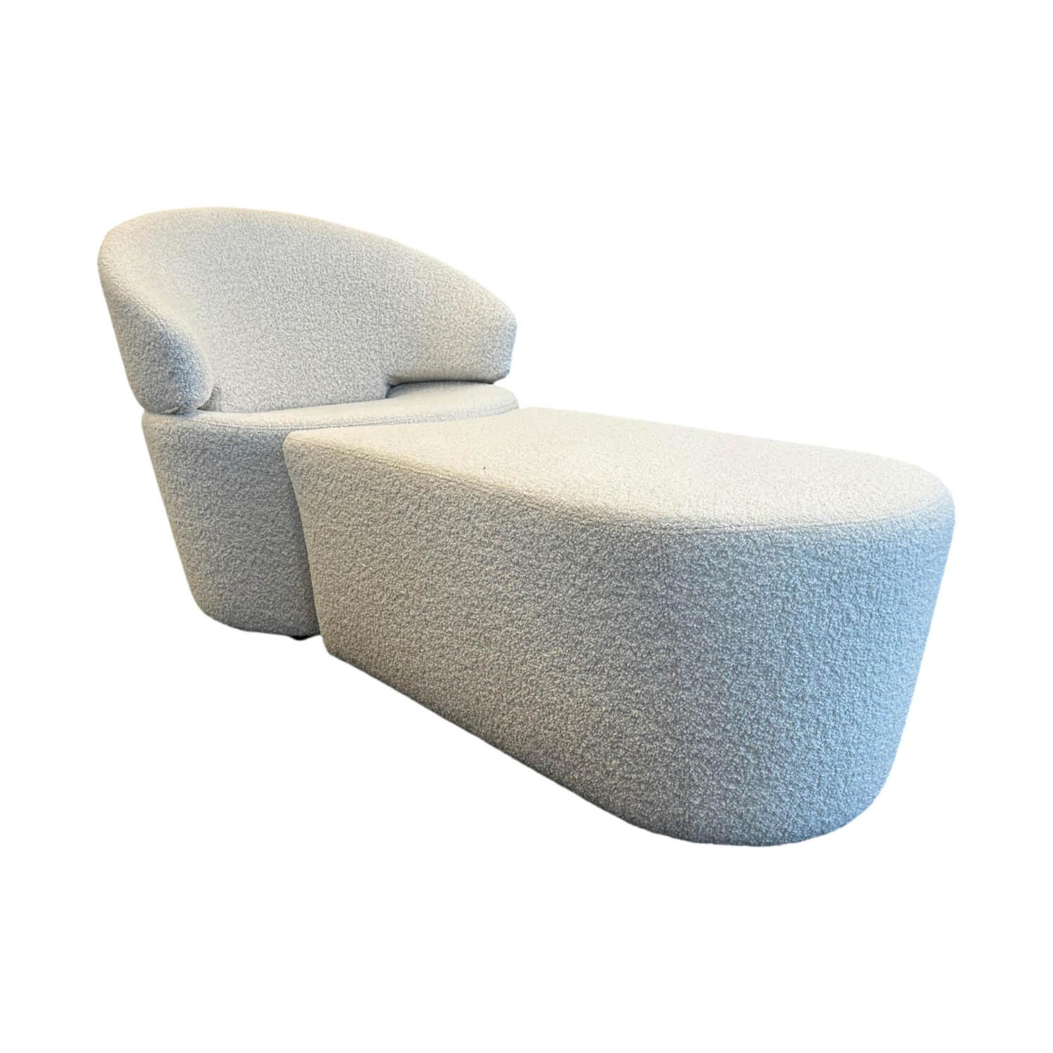 Werther - Sessel Trick Stoff Filippo Uecher Scapigliata 20 Linen Creme Drehteller Schwarz Inklusive Hocker - 1