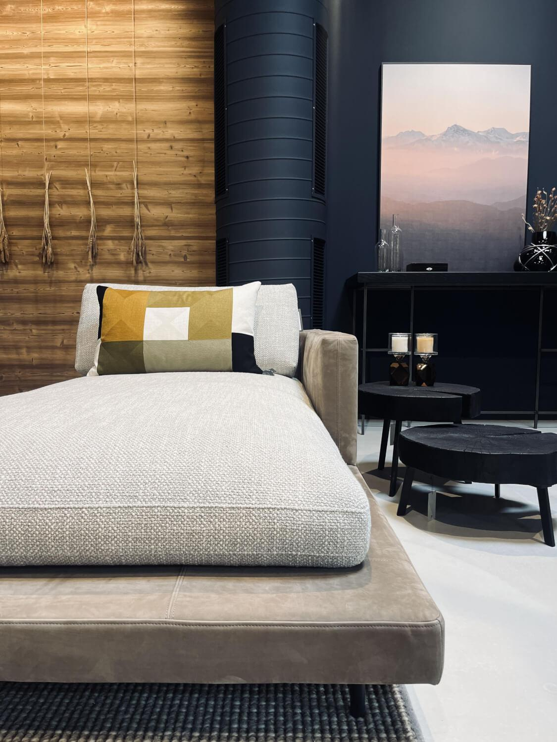 Rolf Benz - Wohnlandschaft Sina Stoff 26 385 Creme Weiß Und Leder 42 402 Beige Grau Fuß Stahl Verkehrsschwarz Schwarz Pulverbeschichtet - 4