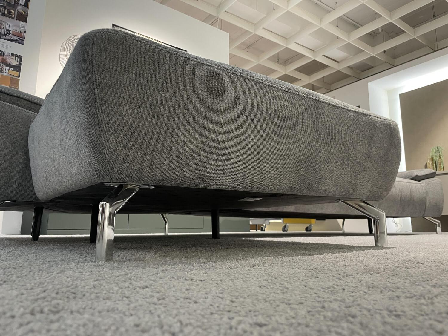 Musterring - Ecksofa MR 270 R Stoff Cyber Grey Grau Metallfuß Verchromt Inklusive Hocker - 8