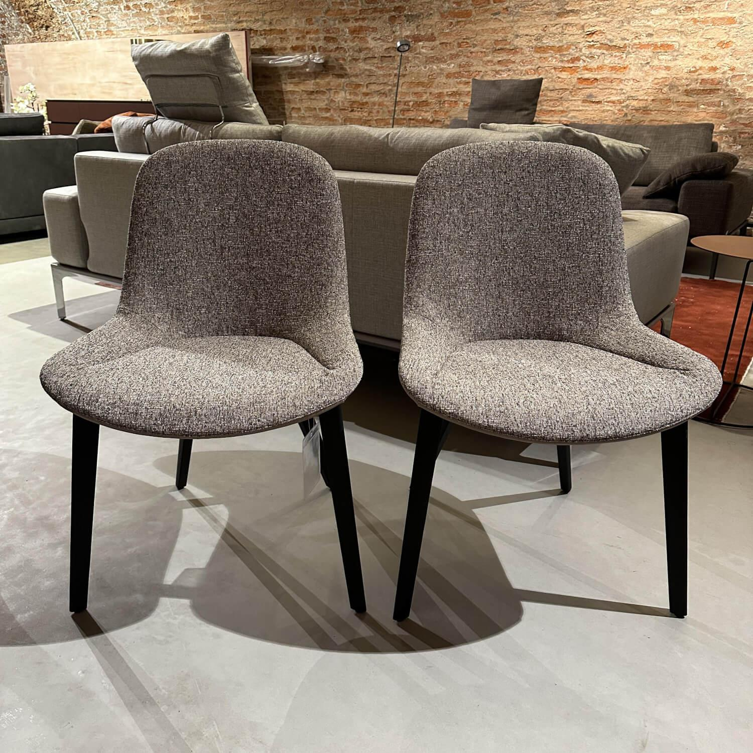 Walter Knoll - 2er Set Stuhl Sheru 1430 C Stoff Talent 10787896 Grau Rücken Leder Rodeo Soft 1417 Pebble Grau Braun Füße Eiche Alurahmen Schwarz - 8