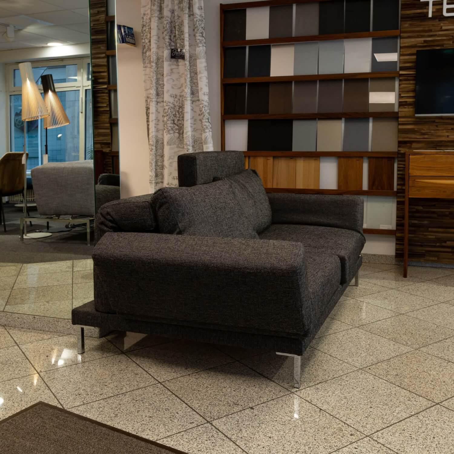 Franz Fertig - Schlafsofa Riga XL 933500 Stoff E4065 Grau Metallfuß Verchromt - 7
