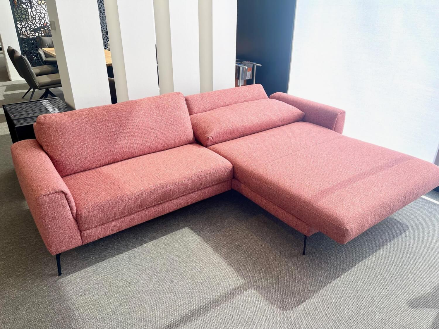 Contur - Ecksofa Enna Stoff Marinet Coral Rosa Füße Metallwinkel Schwarz Inklusive Relaxfunktion - 4
