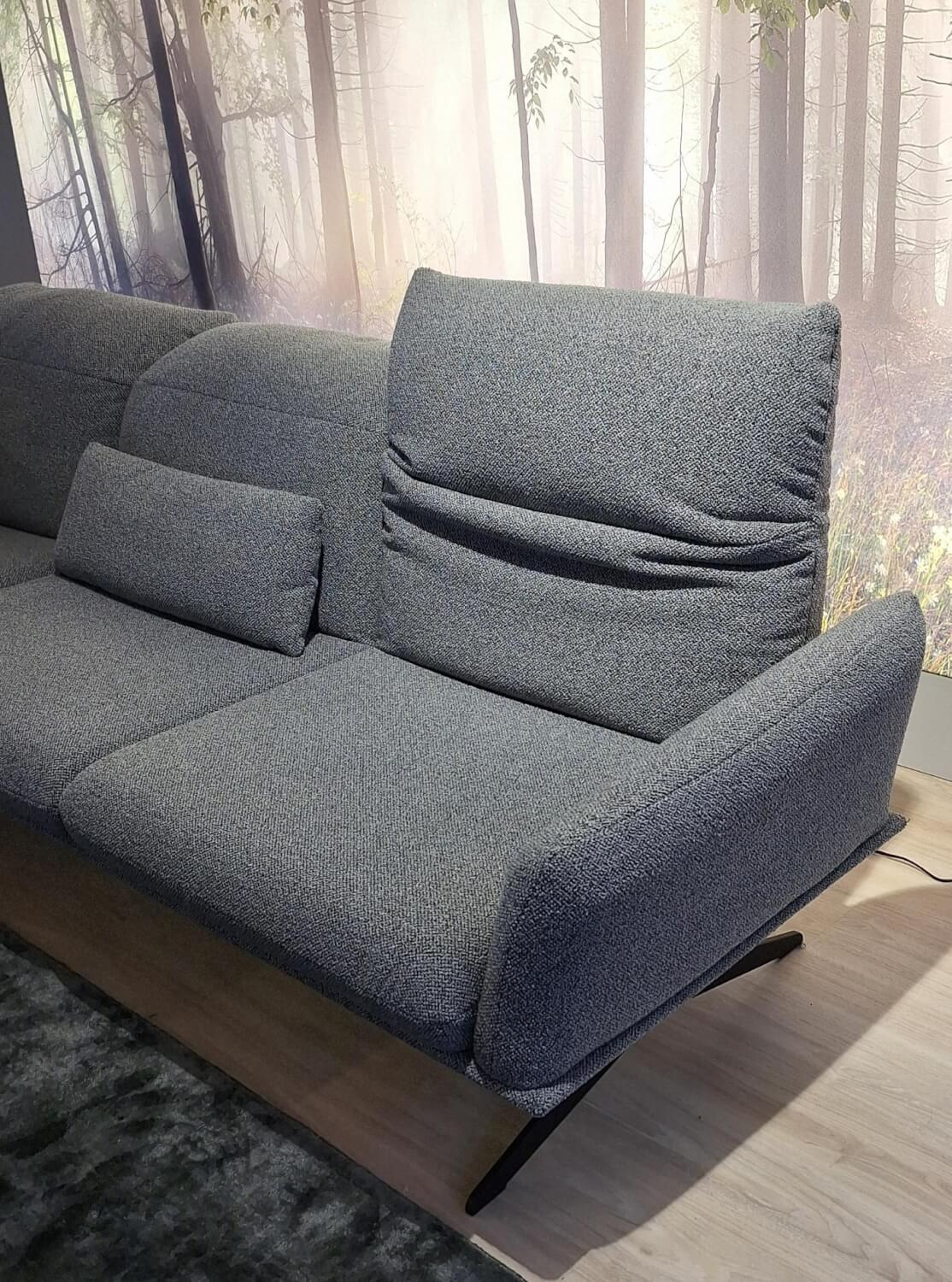 Koinor - Corner Sofa Calmo Fabric 13 Cosmo 97 Gray Metal Skids Powder Coated Black Matt With Manual Headrest Adjustment And Motorized Footrest Including 2 Cushions Without Decorative Cushions - 10