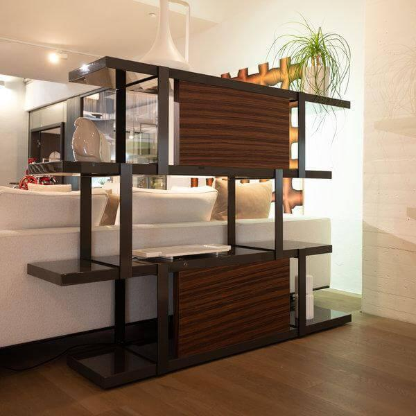 Minotti - Regal Dalton Holz Palisander Granit Grau Schwarz Und Metall Schwarz - 3