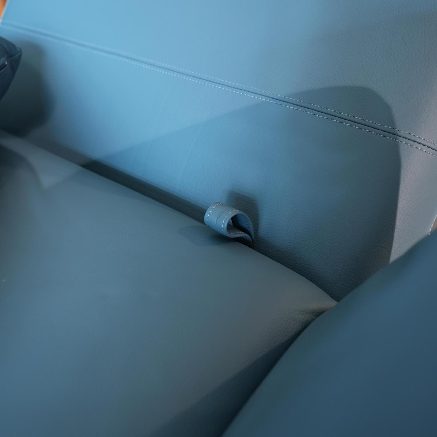 Brühl - Sofa Roro Medium Anilinleder Jumbo Taubenblau Blau Fuß Chrom Schwarz Pulverbeschichtet Mit Rollen - 5