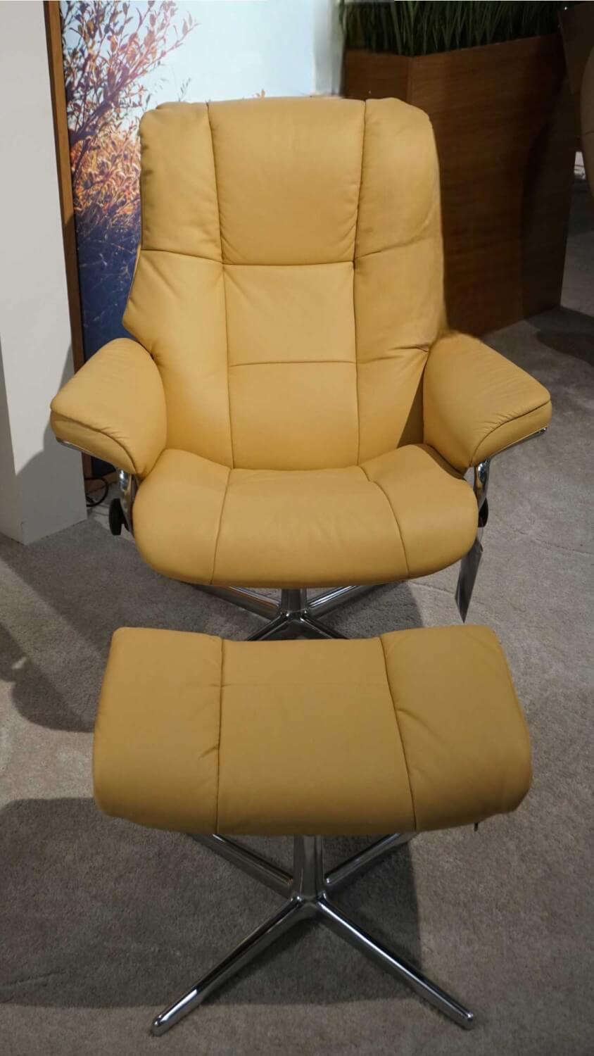 Stressless - Mayfair M Leder Beige Gestell Cross Silber Inklusive Hocker - 8