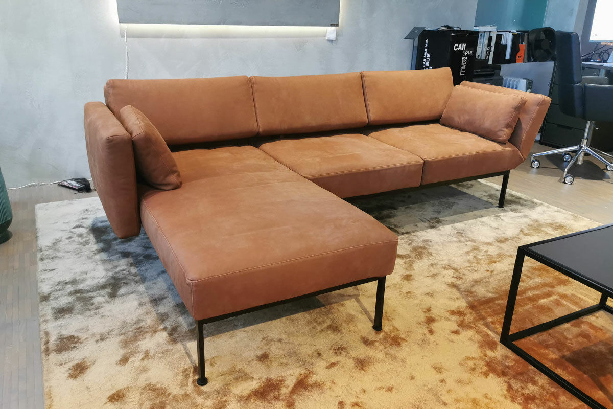 Brühl - Multifunktionssofa Roro Soft Leder 5668-45 Taron Cognac Braun Gestell Metall Schwarz - 3