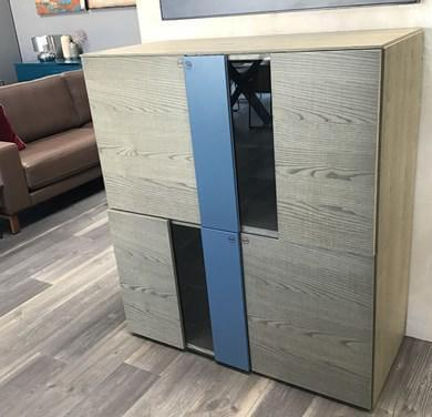 Presotto - Highboard Madia Korpus Eiche Basalt Antik-Look Einlagen Aus Glas - 2