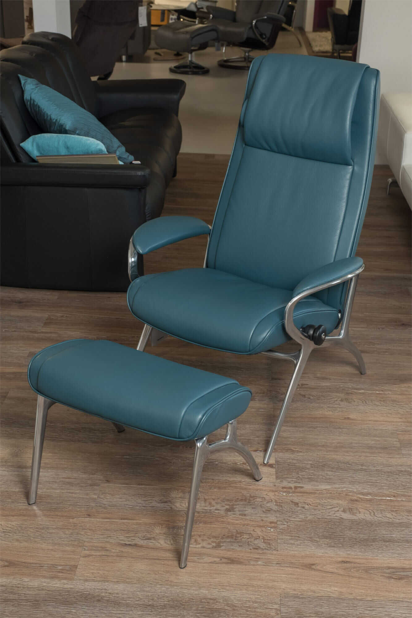 M1-Grammlich-093-T2017357 Stressless - Sessel You James Leder Cori Blau Mit Hocker - 2