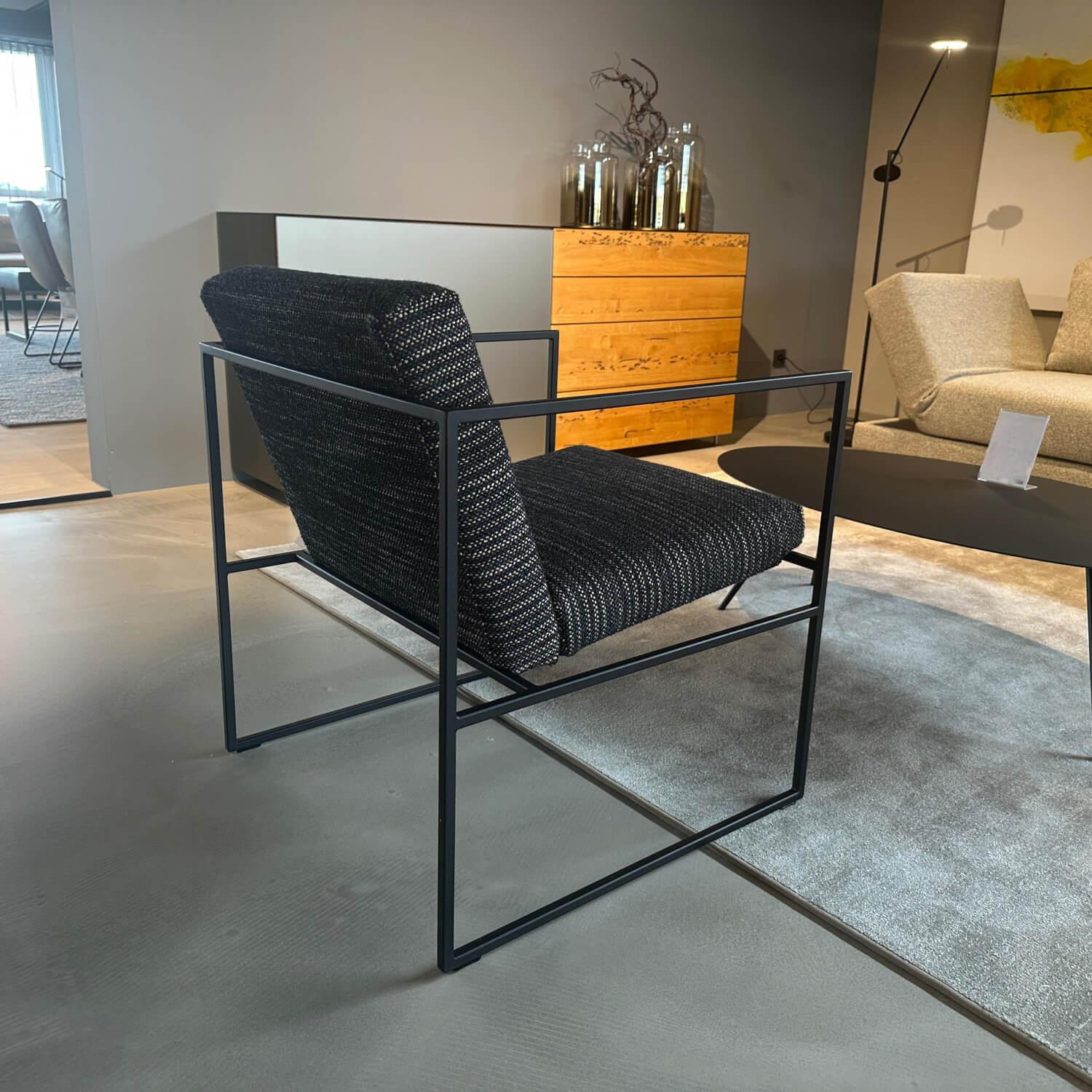 Brühl - Sessel Grace Glatt Ohne Steppung Stoff 5273 99 Schwarz Beige Gestell Metall Schwarz - 5