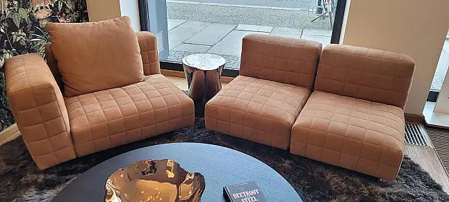 Minotti - Garnitur Twiggy Leder Nabuk 12 Curry Braun Orange Gestell Metall Black Coffee Braun Lackiert - 8