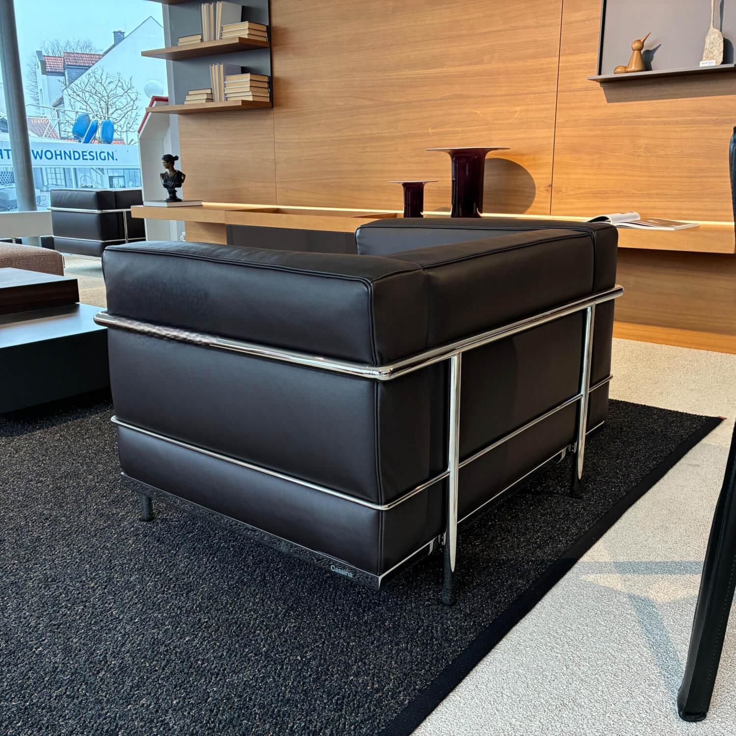 Cassina - Sessel 3 Grand Comfort Leder Scozia 13X202 Umbra Braun Gestell Verchromt - 6