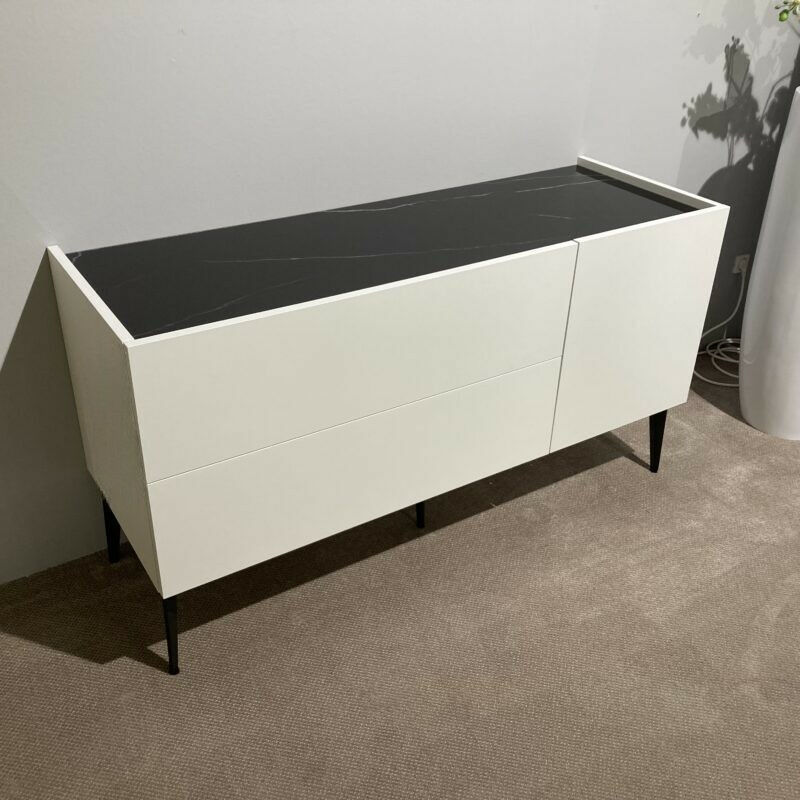 Spectral Smart Furniture - Sideboard Just Charlie Lack Snow Weiß Ablage Marmor Black Schwarz Inklusive Beleuchtung - 4